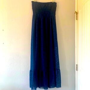 HEART SOUL LACE DRESS MAXI OFF SHOULDER NAVY BLUE SIZE  JUNIOR LARGE